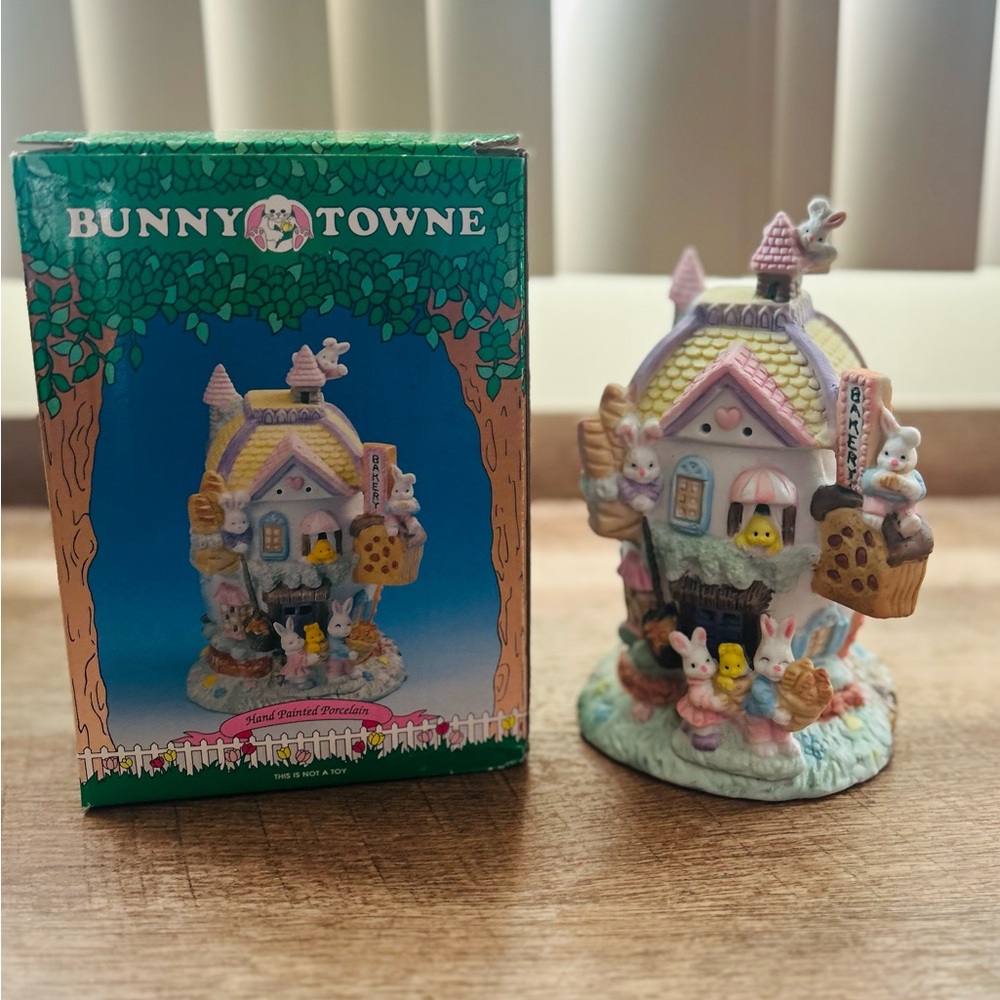 Bunny Towne Easter Bakery Shop, Hand Painted, Genuine Porcelain, Collectible